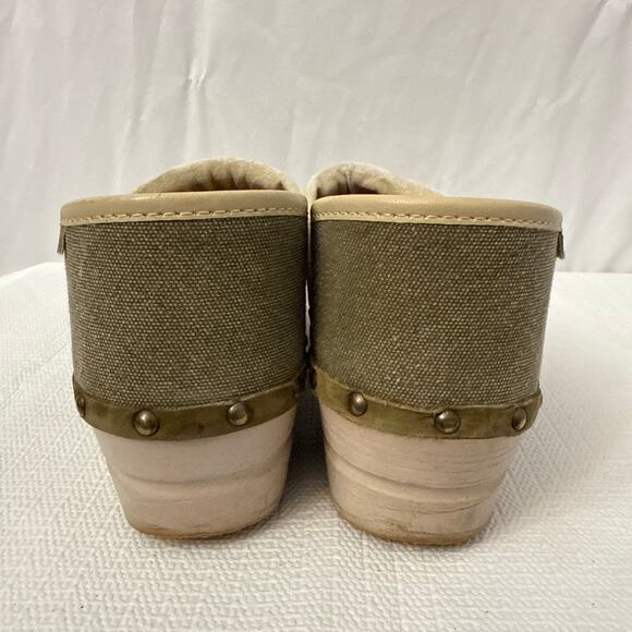 Dansko Clogs Womens Size 10 Olive Canvas Studded Slip On Boho EU 40 - Picture 6 of 10